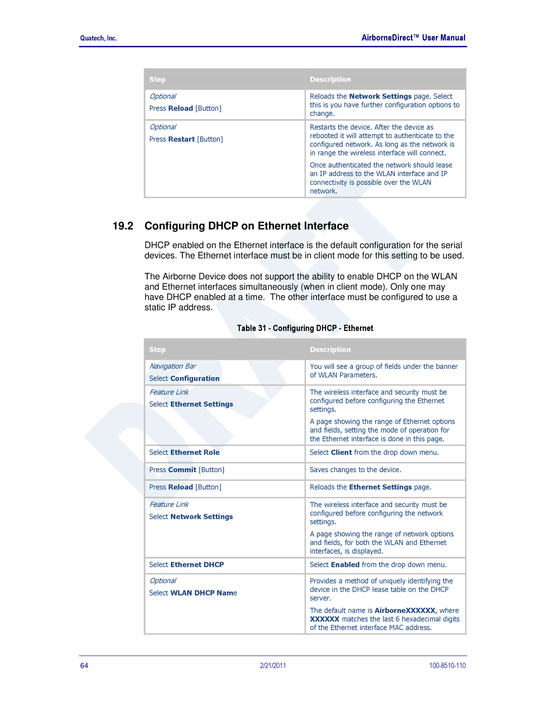 Quatech DP500, IN5000, HD500 user manual Configuring Dhcp on Ethernet Interface, Configuring Dhcp Ethernet 