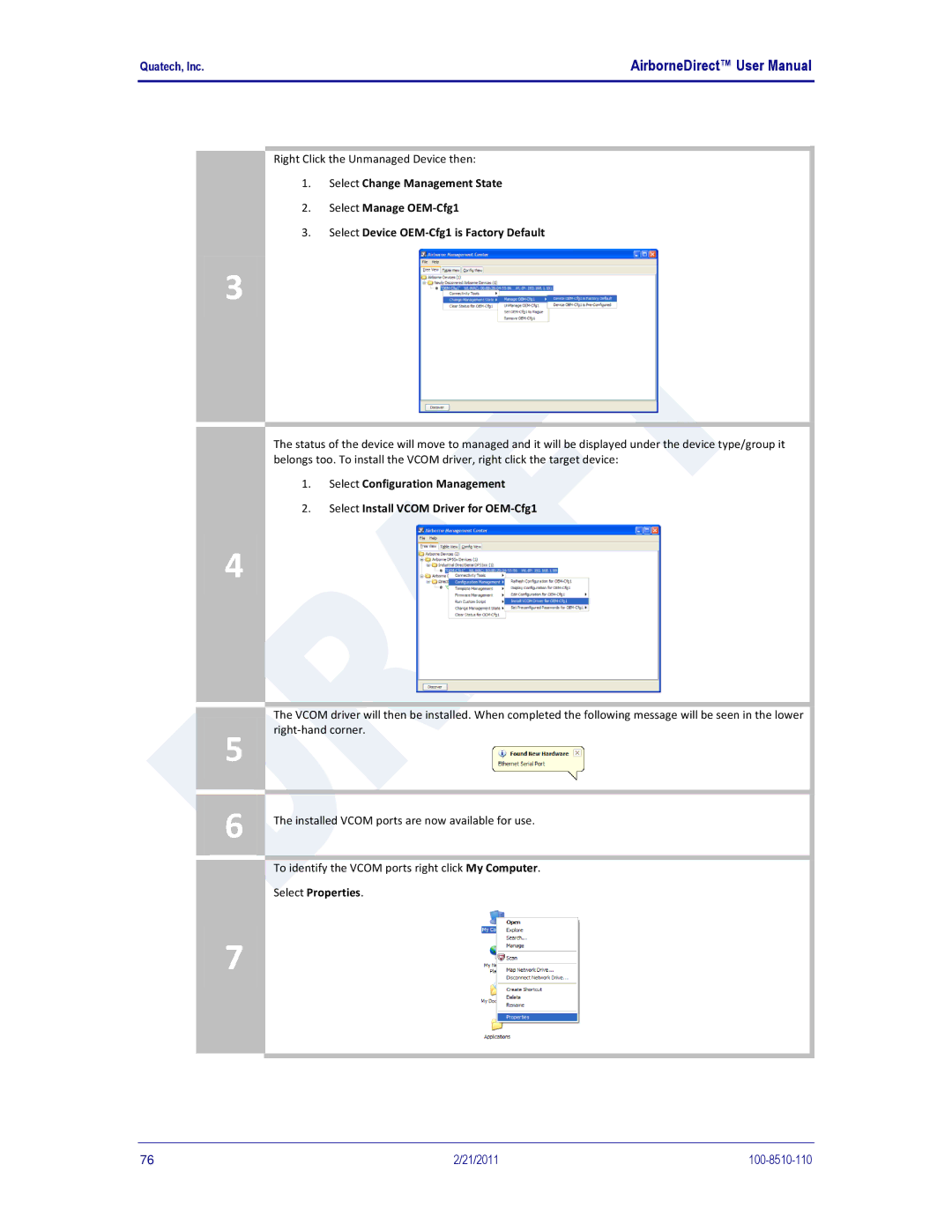 Quatech DP500, IN5000, HD500 user manual Select Properties 