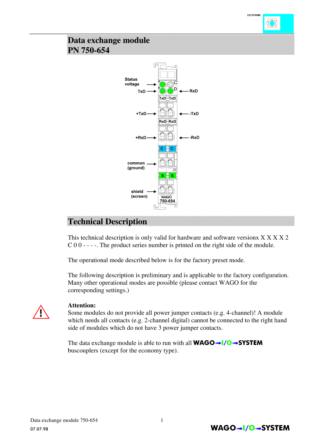 Quatech INTERBUS S manual Data exchange module Technical Description 