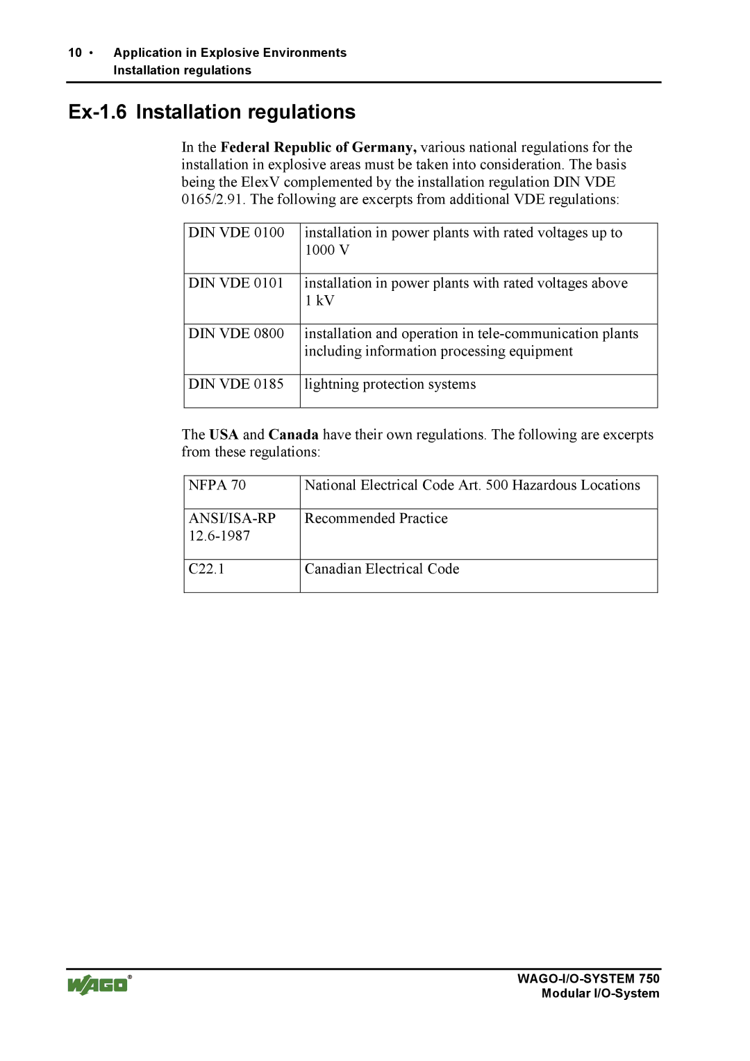 Quatech INTERBUS S manual Ex-1.6 Installation regulations 