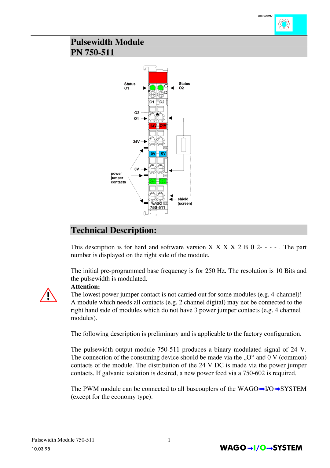 Quatech INTERBUS S manual Pulsewidth Module Technical Description 