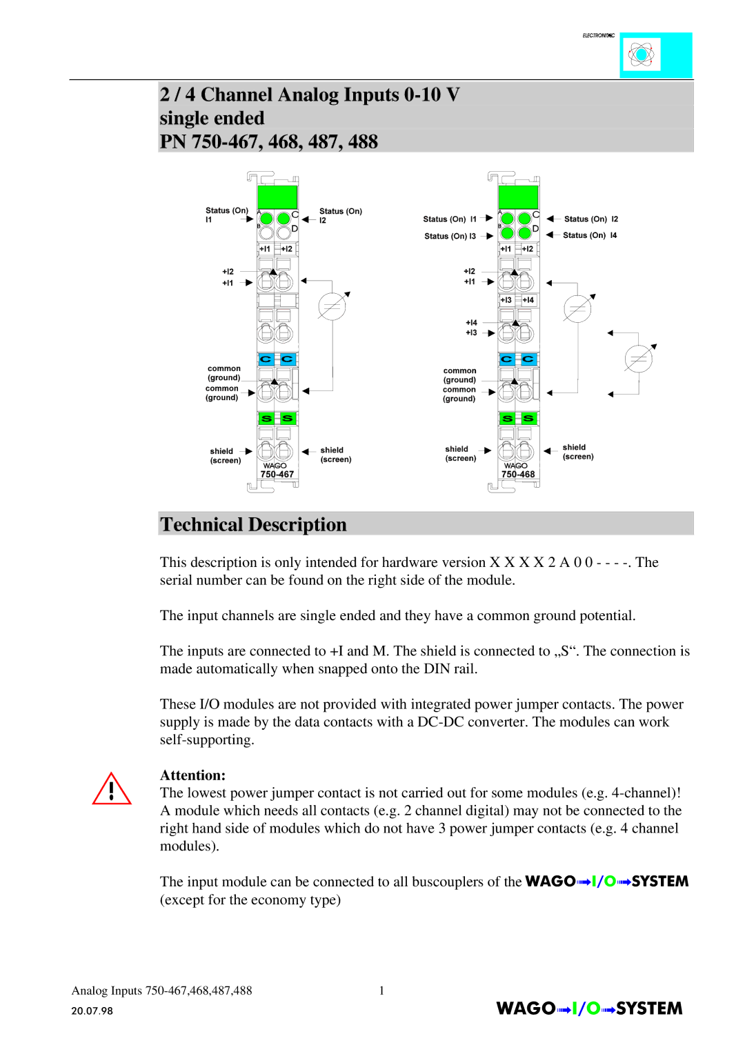 Quatech INTERBUS S manual AnalogInputs 750-467,468,487,488 