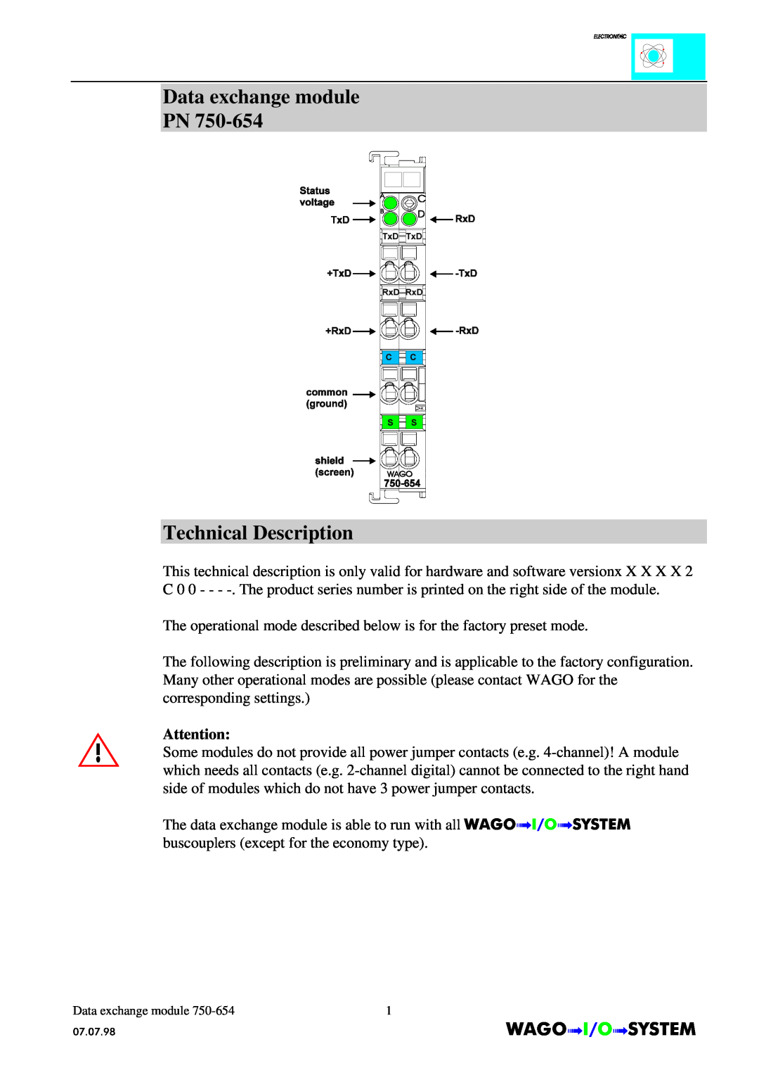 Quatech INTERBUS S manual Data exchange module PN Technical Description, Dataexchange module 