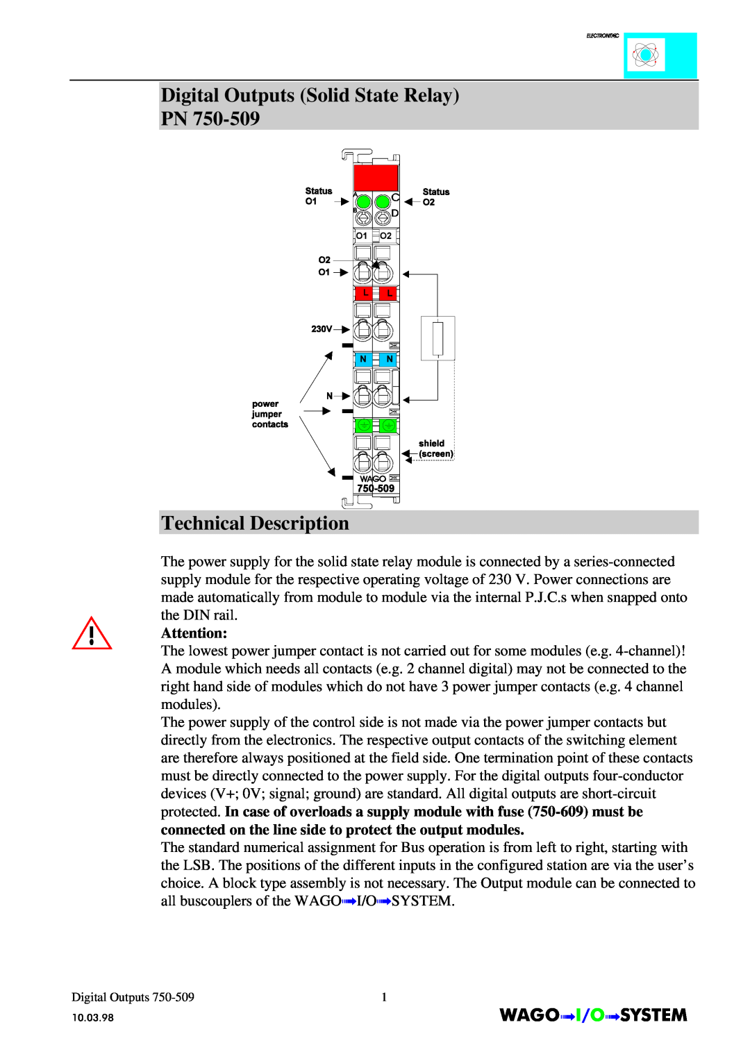Quatech INTERBUS S manual Digital Outputs Solid State Relay PN Technical Description 