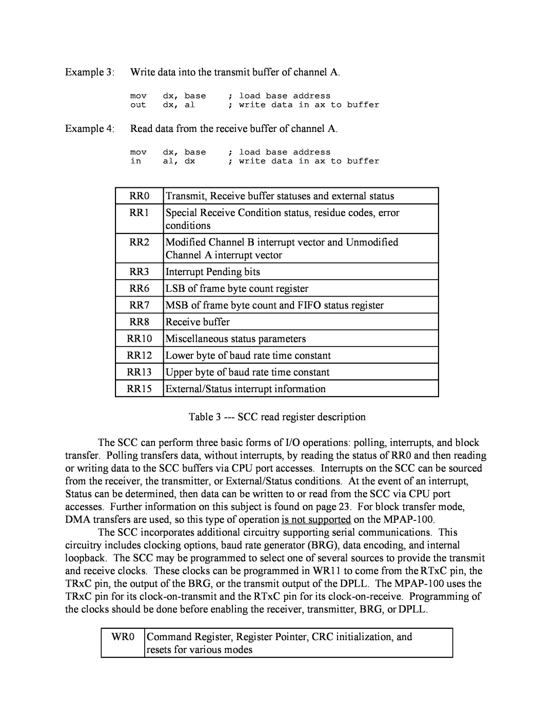 Quatech MPAP-100 user manual Example 3 Write data into the transmit buffer of channel A 