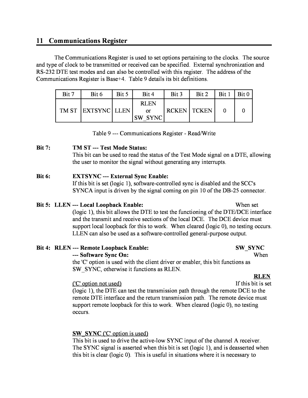 Quatech MPAP-100 user manual Communications Register, Swsync 