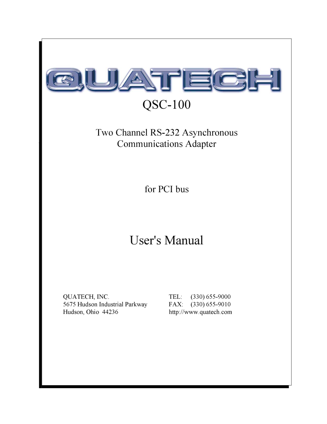 Quatech QSC-100 user manual 