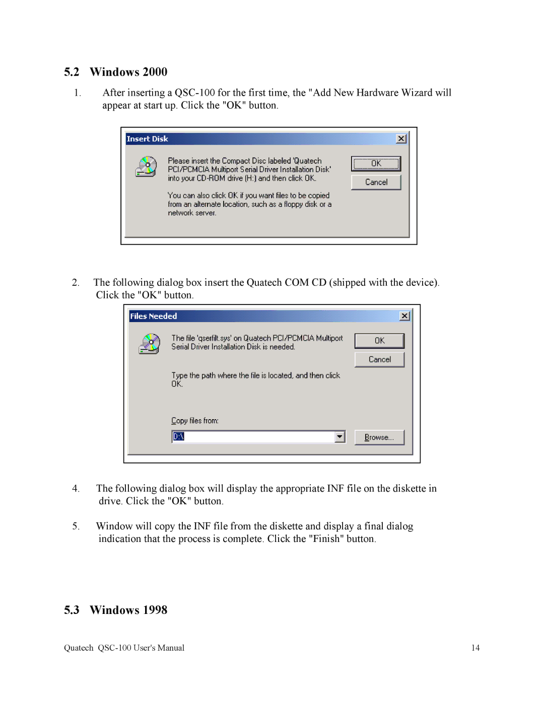 Quatech QSC-100 user manual Windows 