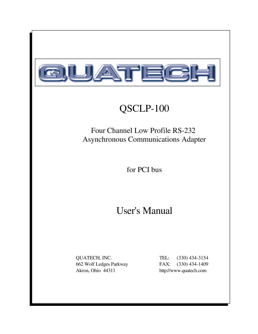 Quatech QSCLP-100 user manual 