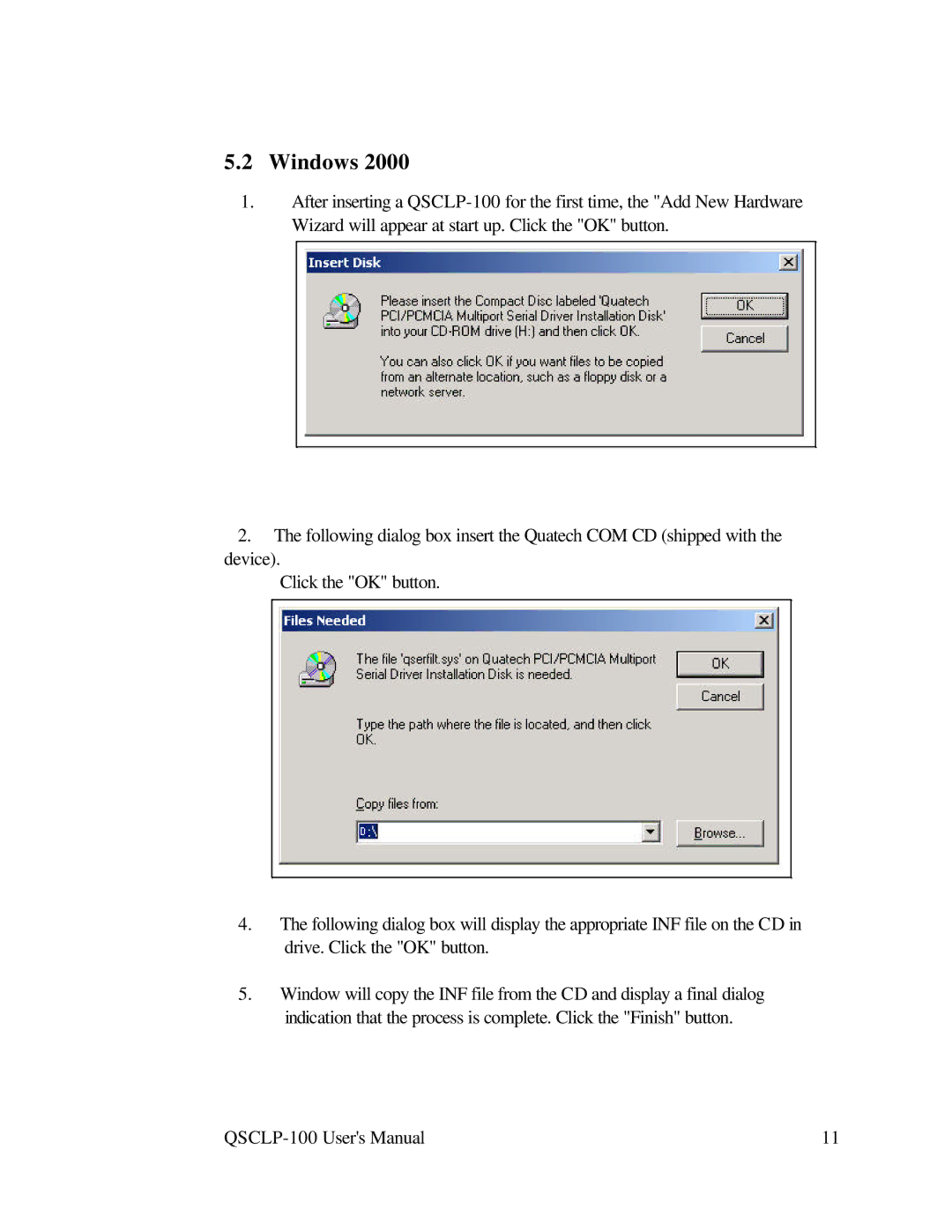 Quatech QSCLP-100 user manual Windows 