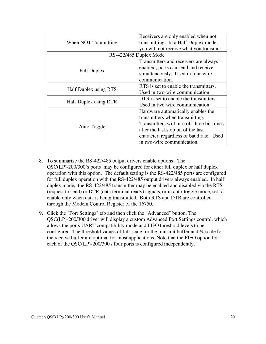 Quatech QSC(LP)-300 user manual 