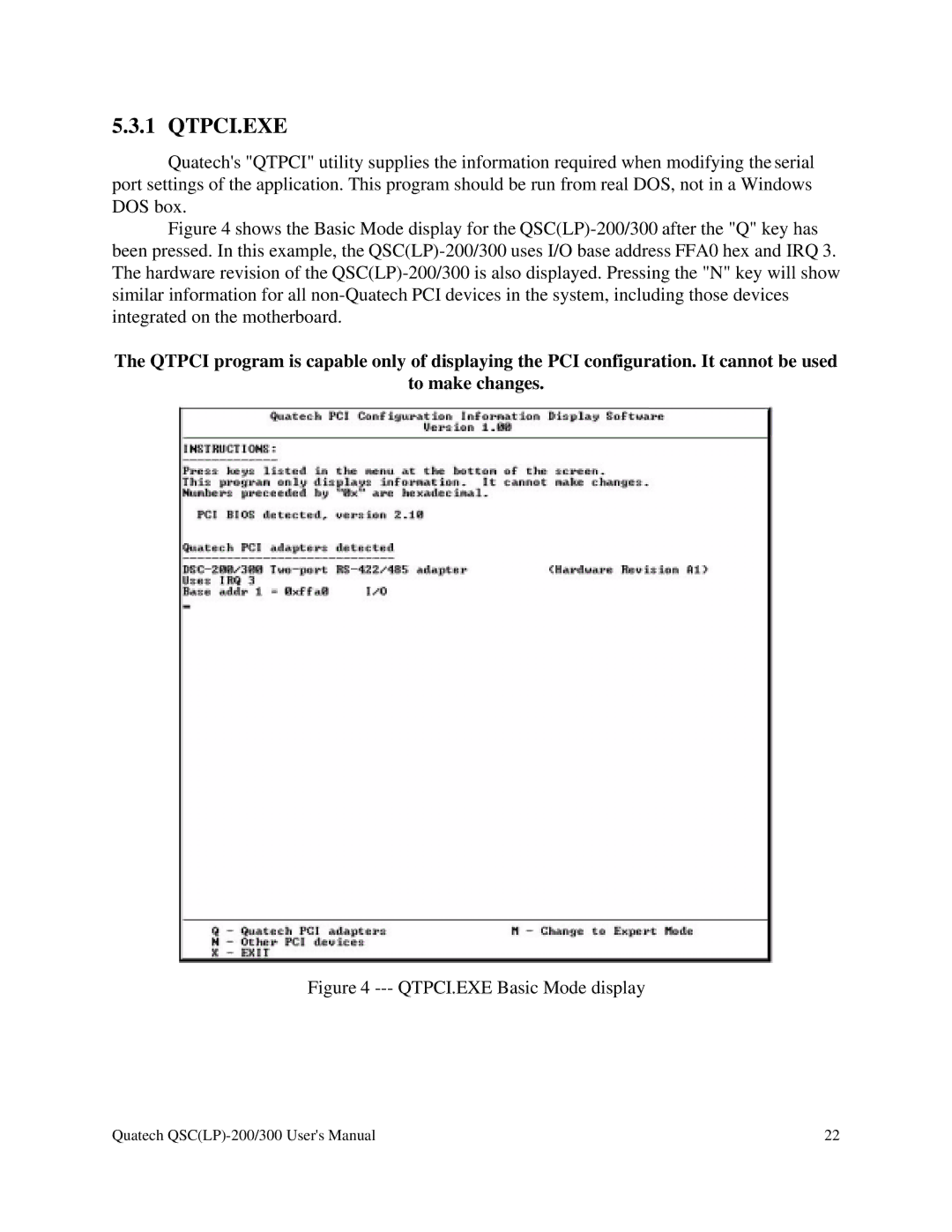 Quatech QSC(LP)-300 user manual Qtpci.Exe 