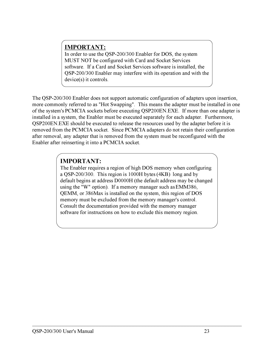 Quatech QSP-200/300 user manual 