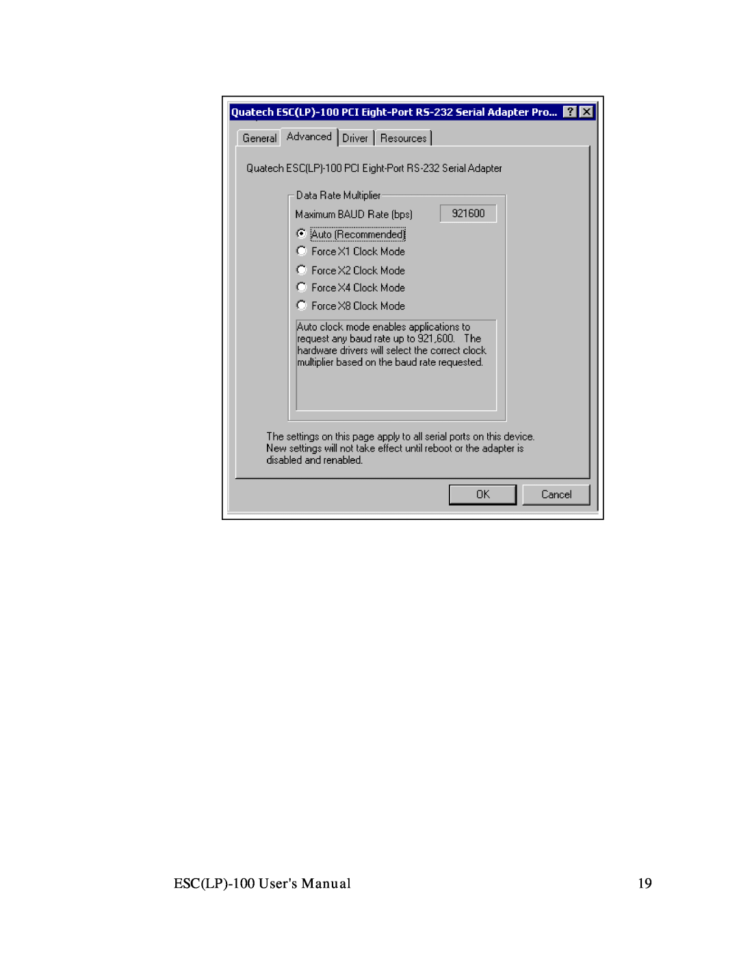 Quatech RS-232 user manual ESCLP-100 Users Manual 