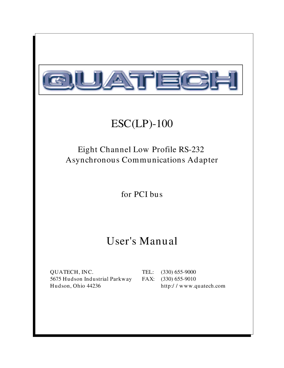 Quatech RS-232 user manual ESCLP-100 