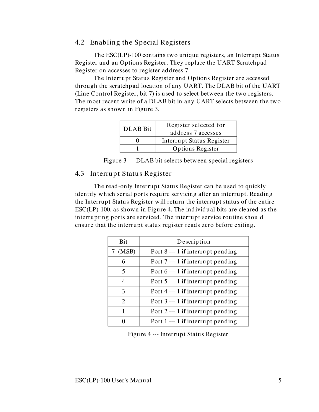 Quatech RS-232 user manual Enabling the Special Registers, Interrupt Status Register 