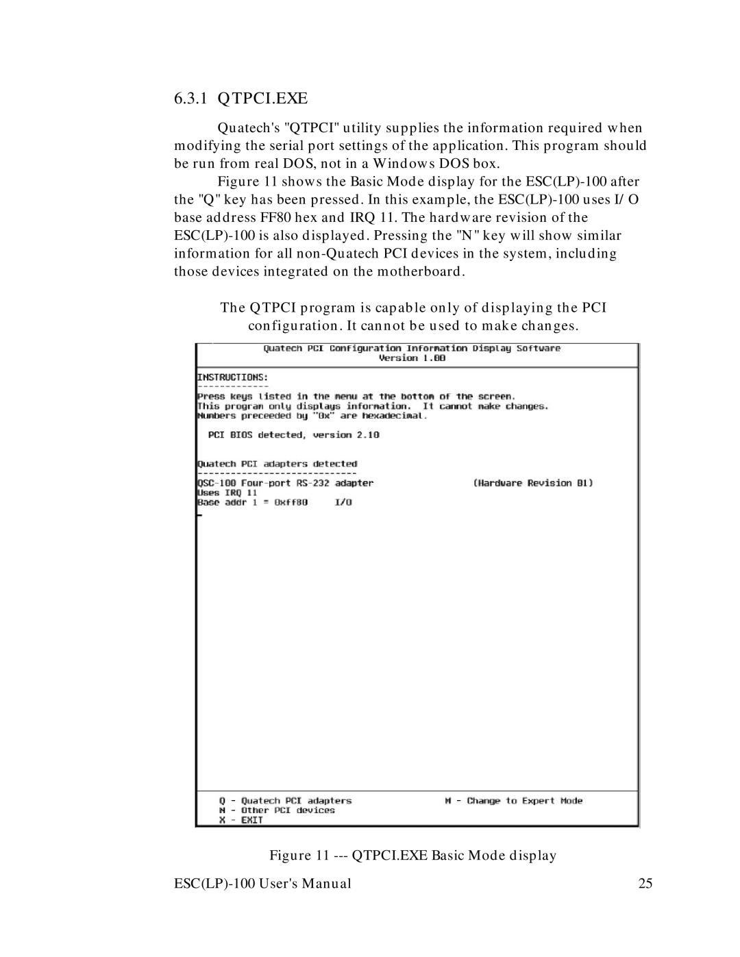 Quatech RS-232 user manual Qtpci.Exe 