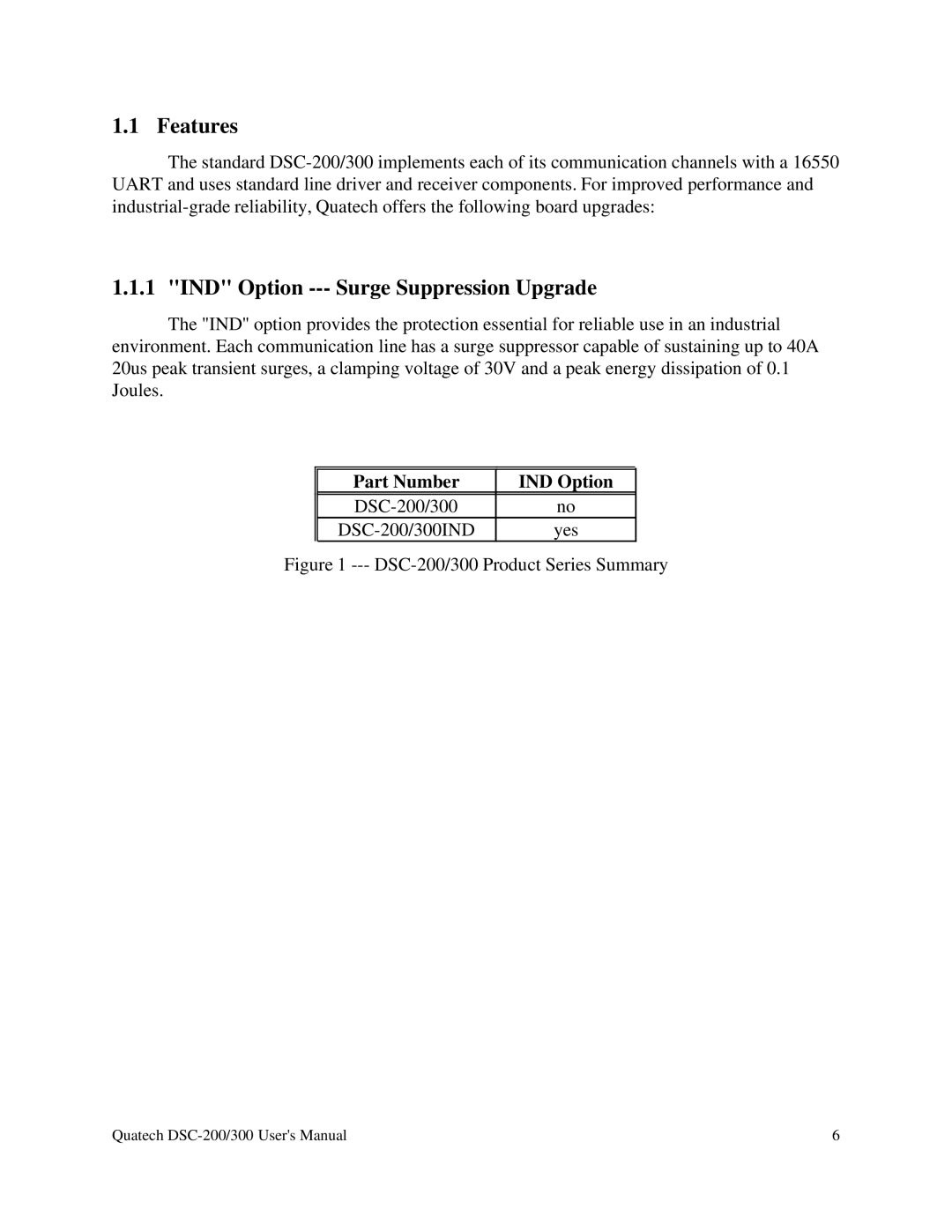 Quatech RS-485 user manual Features, DSC-200/300 Product Series Summary 