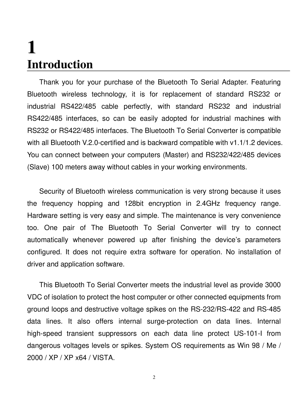 Quatech SS-BLT-400 operation manual Introduction 