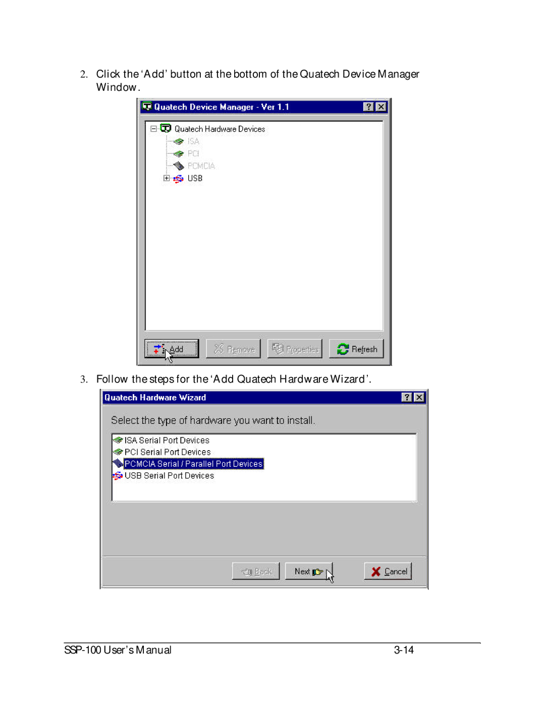 Quatech SSP-100 user manual 