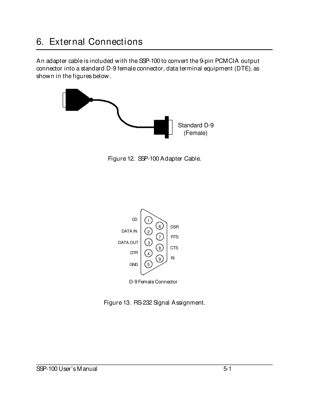 Quatech user manual External Connections, SSP-100 Adapter Cable 