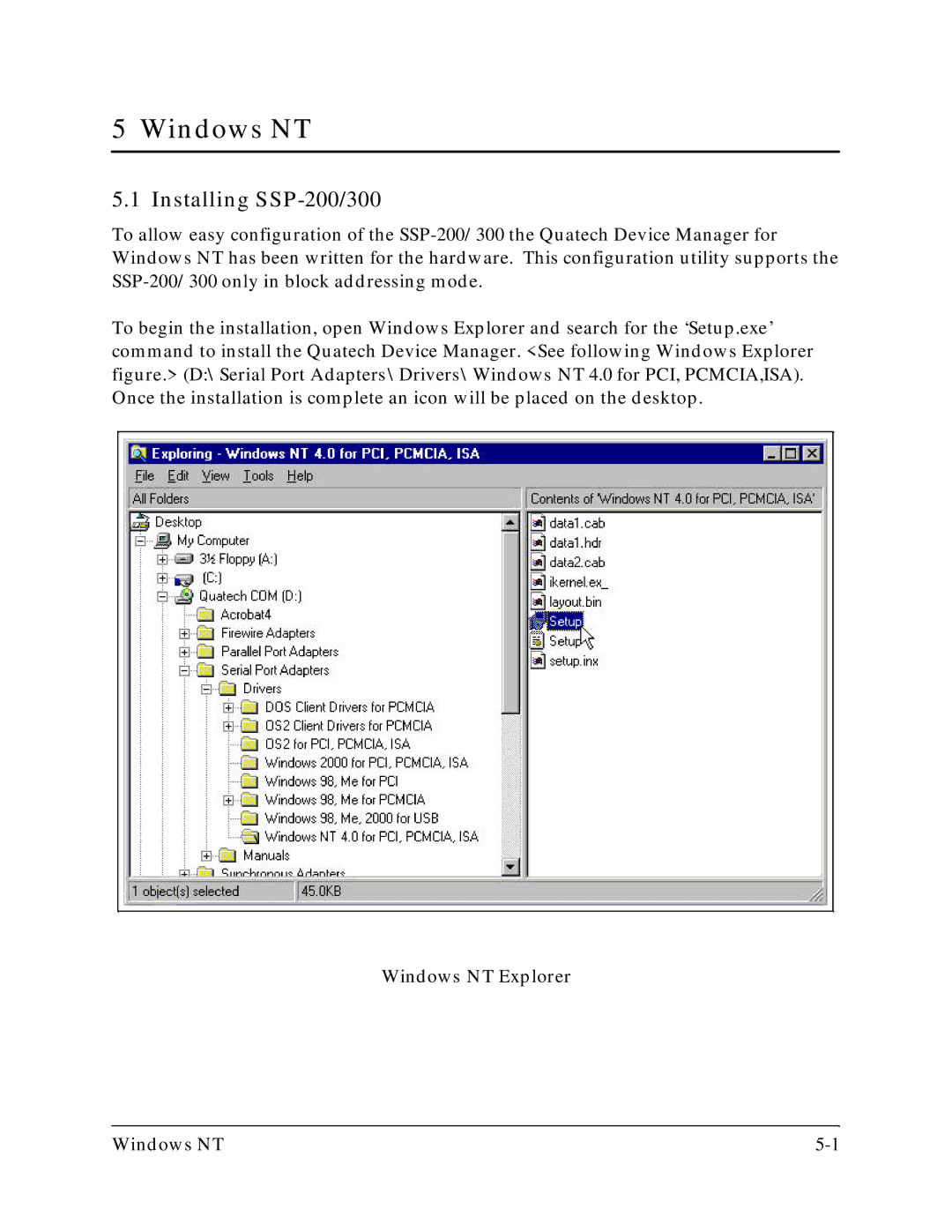 Quatech SSP-300 user manual Windows NT, Installing SSP-200/300 