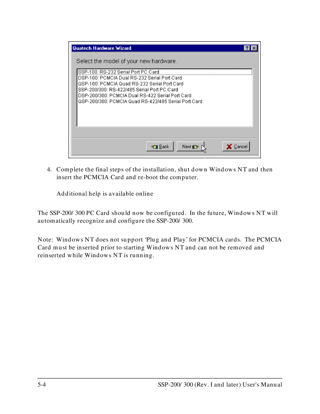 Quatech SSP-200, SSP-300 user manual 