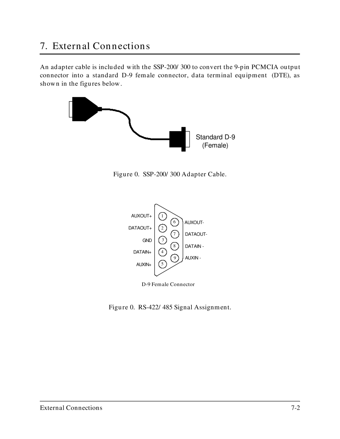 Quatech SSP-300 user manual External Connections, SSP-200/300 Adapter Cable 