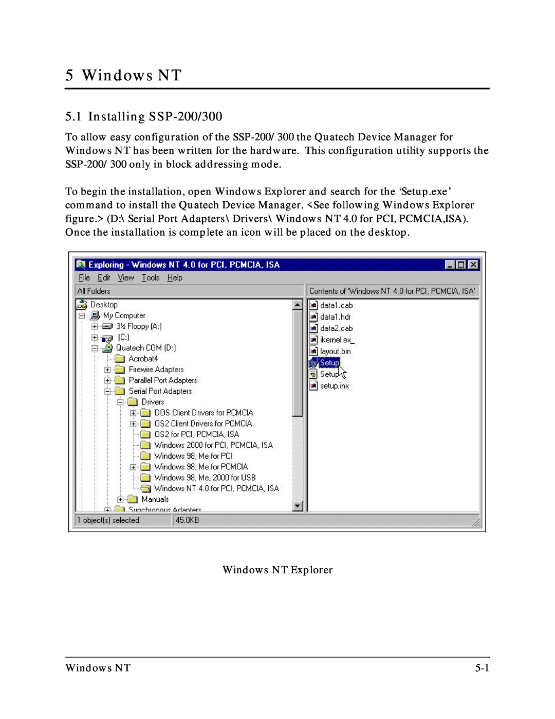 Quatech SSP-300 user manual Windows NT, Installing SSP-200/300 