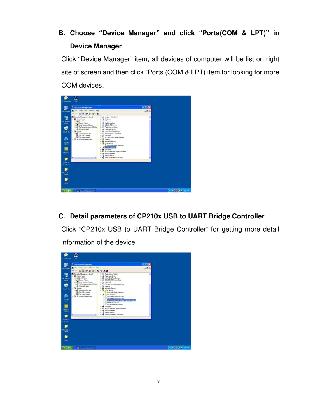 Quatech SSU2-400I operation manual Choose Device Manager and click PortsCOM & LPT 