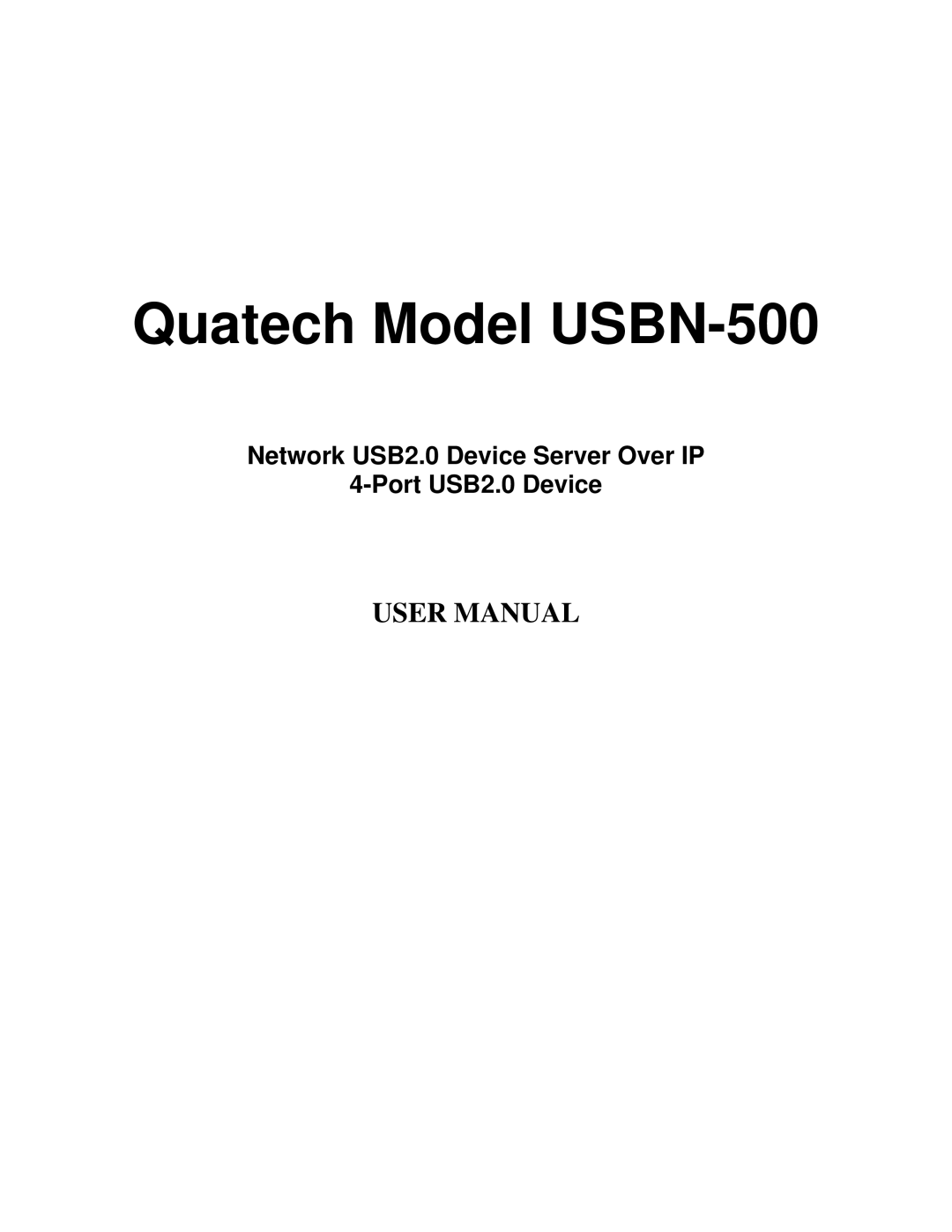 Quatech user manual Quatech Model USBN-500 