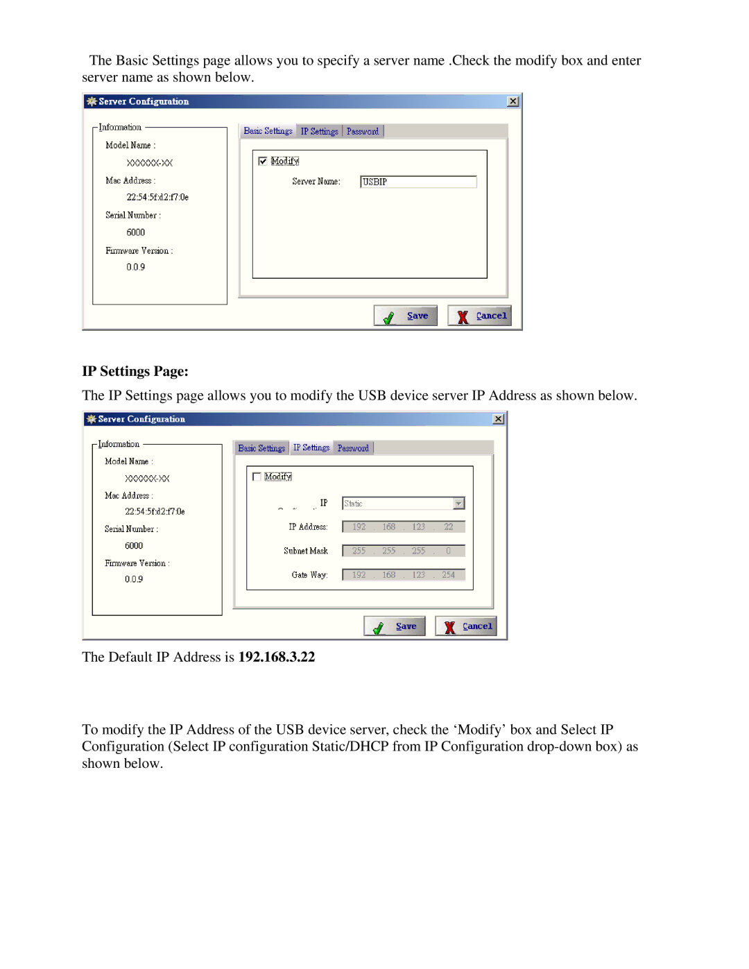 Quatech USBN-500 user manual IP Settings 