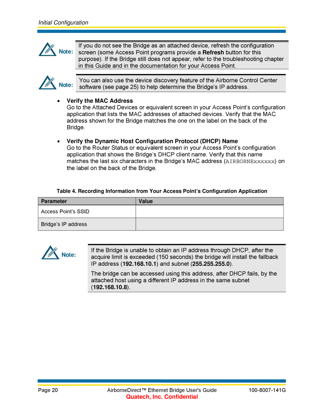 Quatech T802.11b/g, WLNG-ET Series manual Verify the MAC Address, Verify the Dynamic Host Configuration Protocol Dhcp Name 