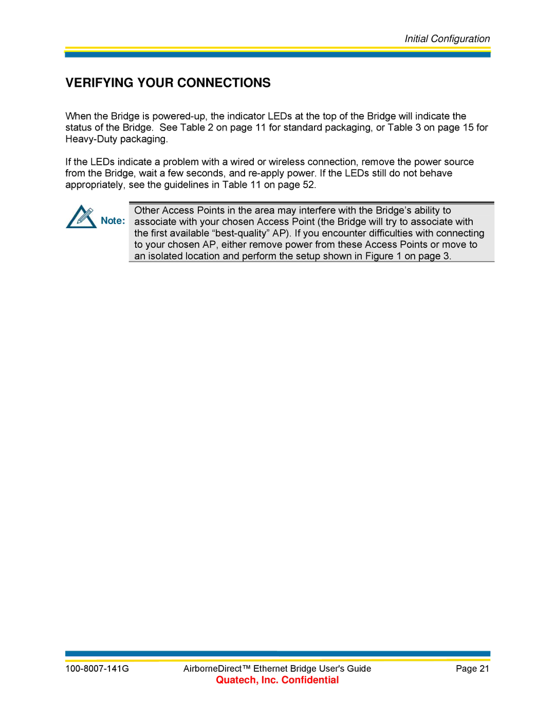 Quatech ABDB-ET Series, WLNG-ET Series, T802.11b/g, ABDG-ET Series, WLNB-ET Series manual Verifying Your Connections 