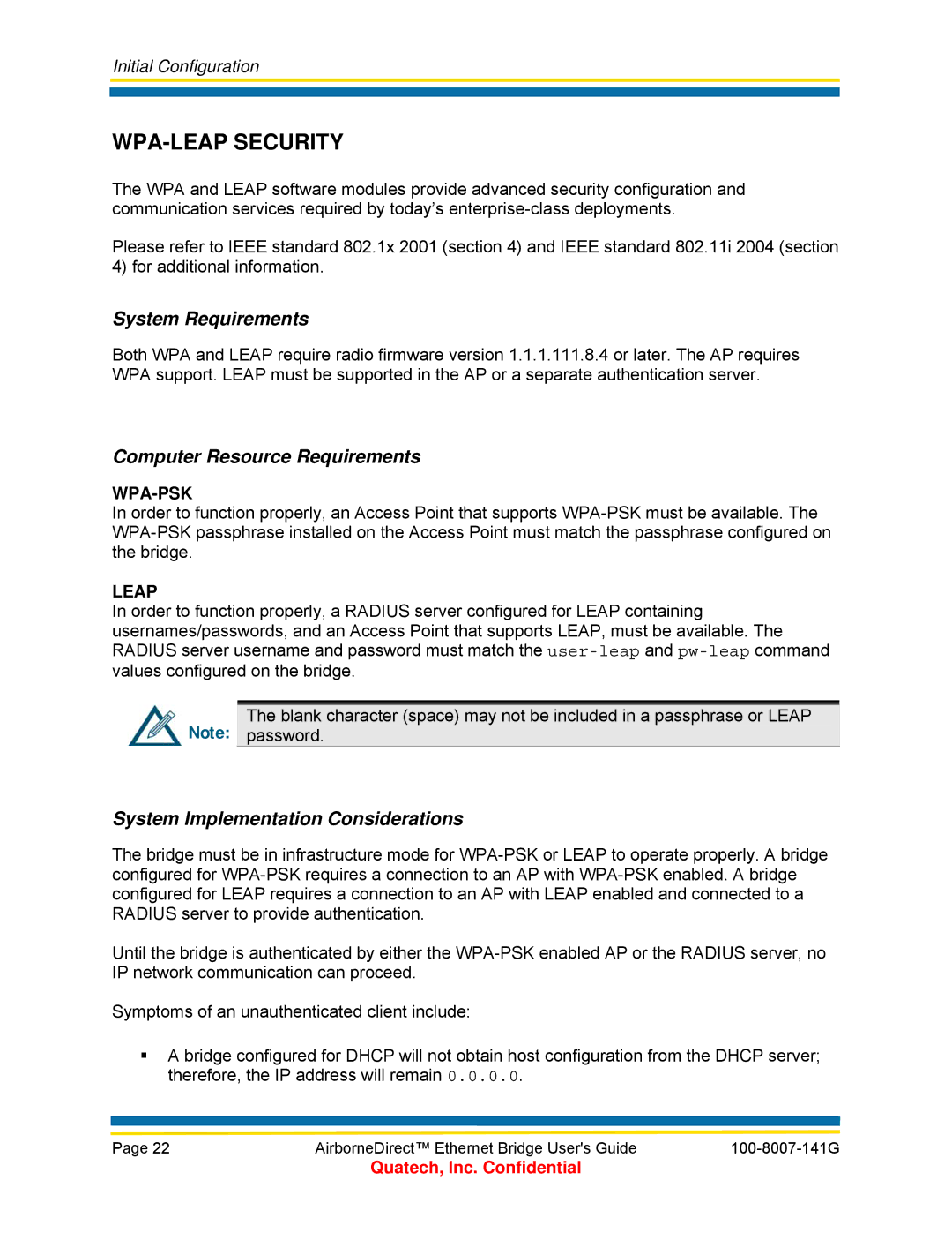 Quatech ABDG-ET Series, WLNG-ET Series, T802.11b/g WPA-LEAP Security, System Requirements, Computer Resource Requirements 