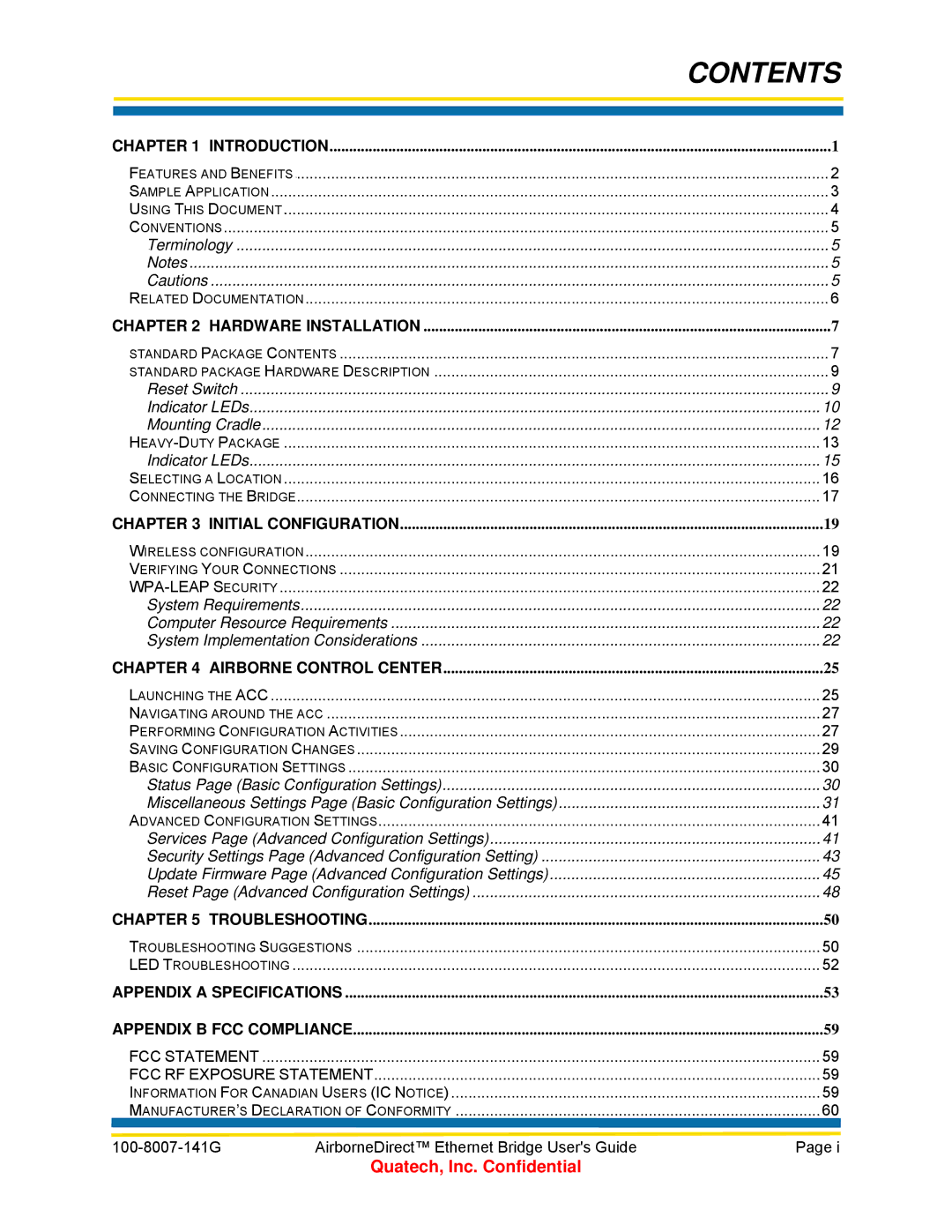 Quatech ABDG-ET Series, WLNG-ET Series, T802.11b/g, ABDB-ET Series, WLNB-ET Series manual Contents 