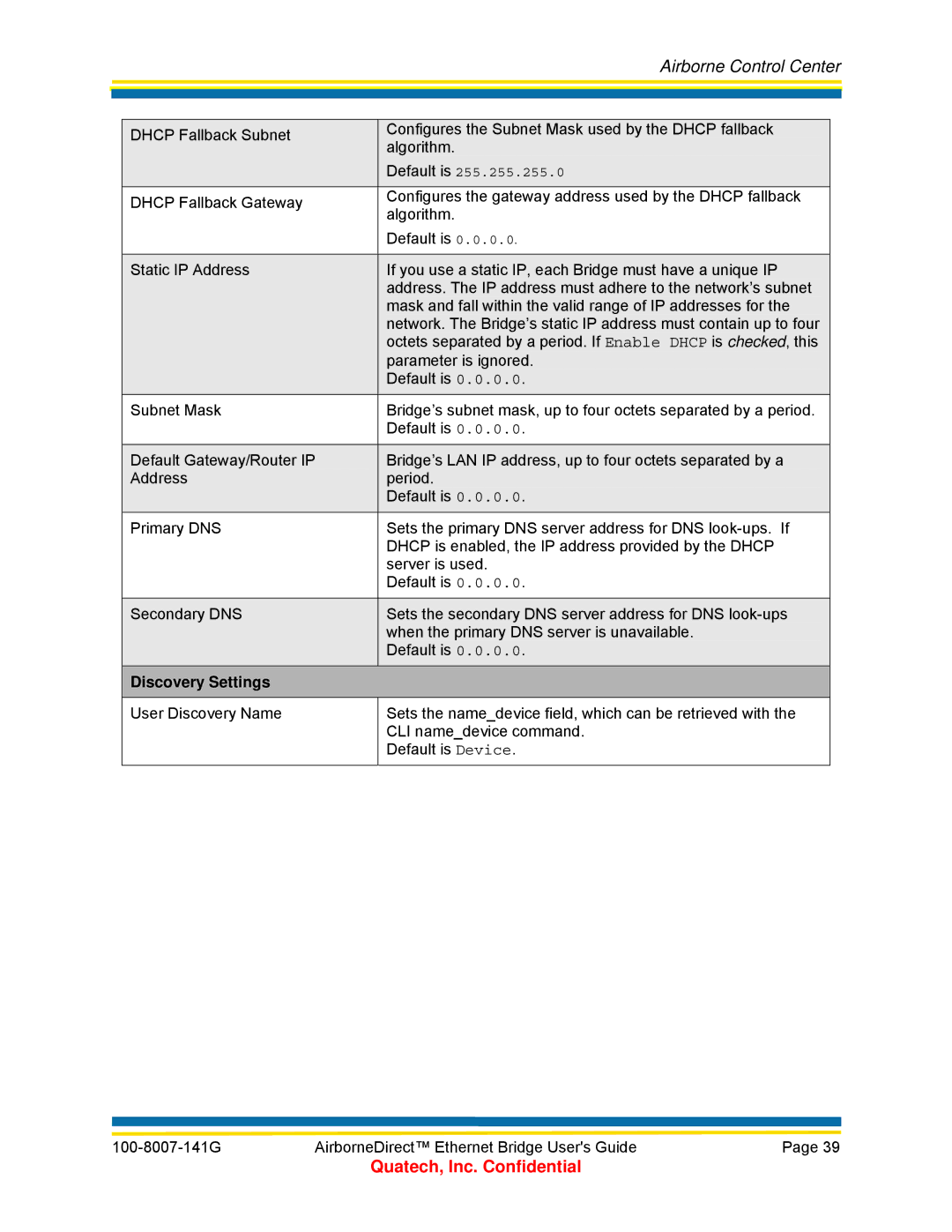 Quatech WLNG-ET Series, T802.11b/g, ABDB-ET Series, ABDG-ET Series, WLNB-ET Series manual Discovery Settings 