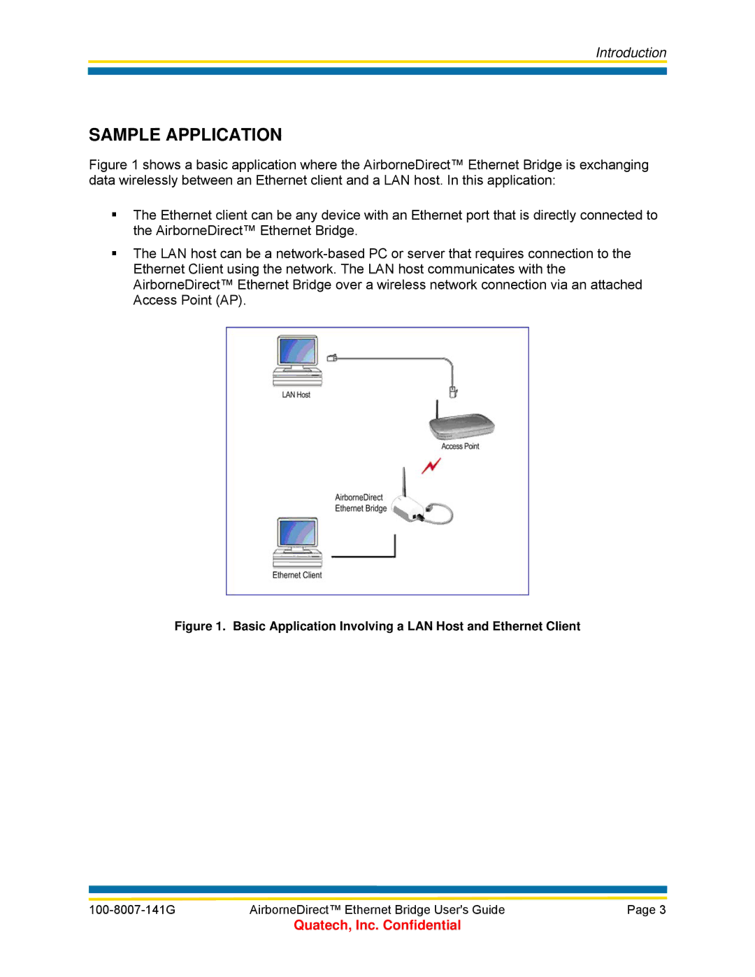 Quatech WLNB-ET Series, WLNG-ET Series manual Sample Application, Basic Application Involving a LAN Host and Ethernet Client 