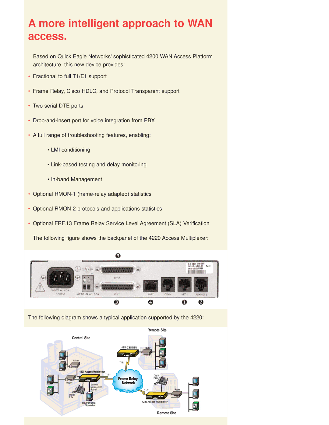 Quick Eagle Networks 4220 manual More intelligent approach to WAN access 