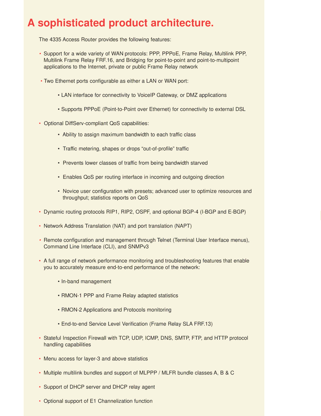 Quick Eagle Networks 4335 manual Sophisticated product architecture 