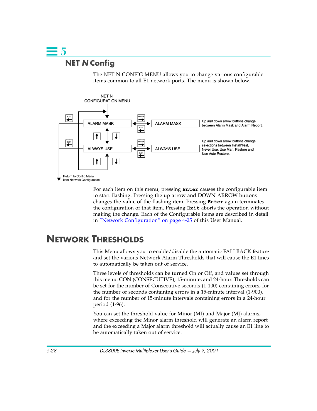 Quick Eagle Networks DL3800E manual NET N Config, Network Thresholds 