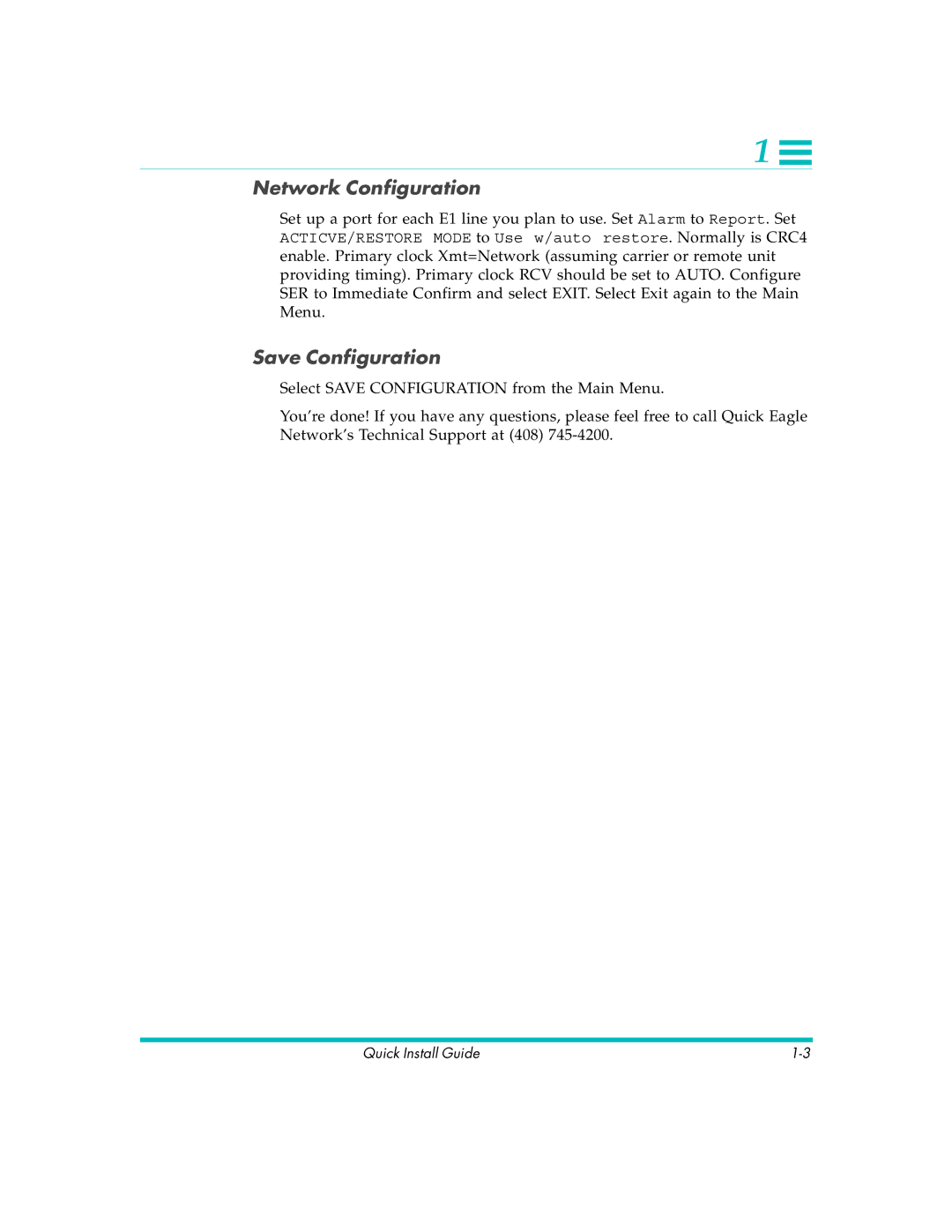 Quick Eagle Networks DL3800E manual Network Configuration 