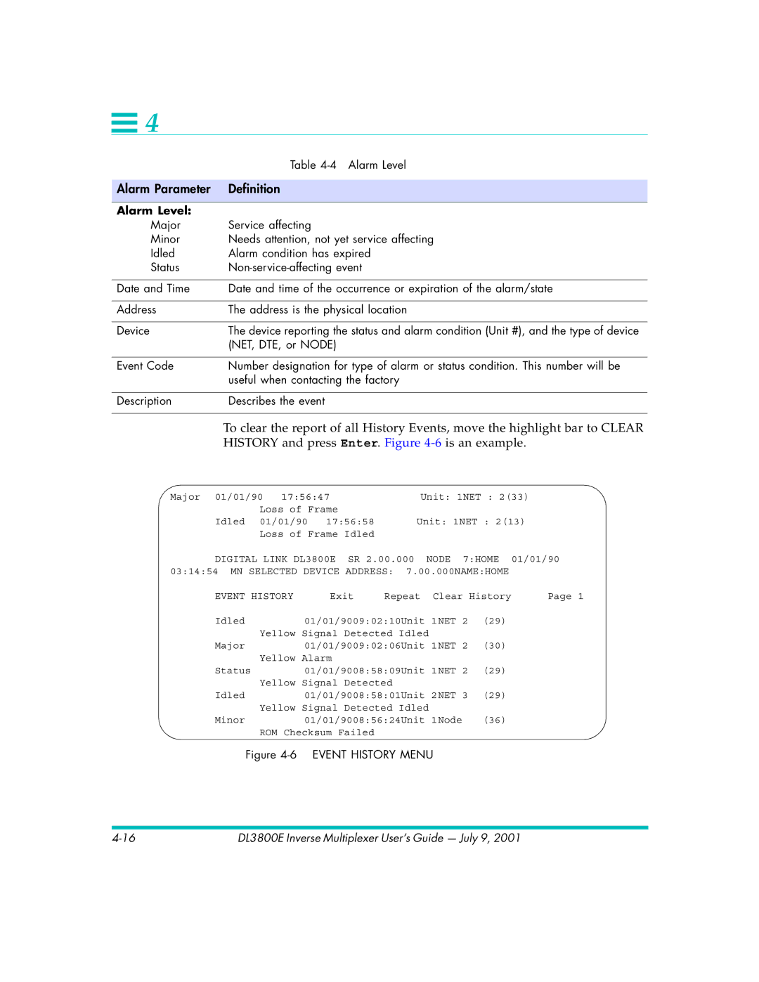 Quick Eagle Networks DL3800E manual Alarm Parameter Definition, Alarm Level 