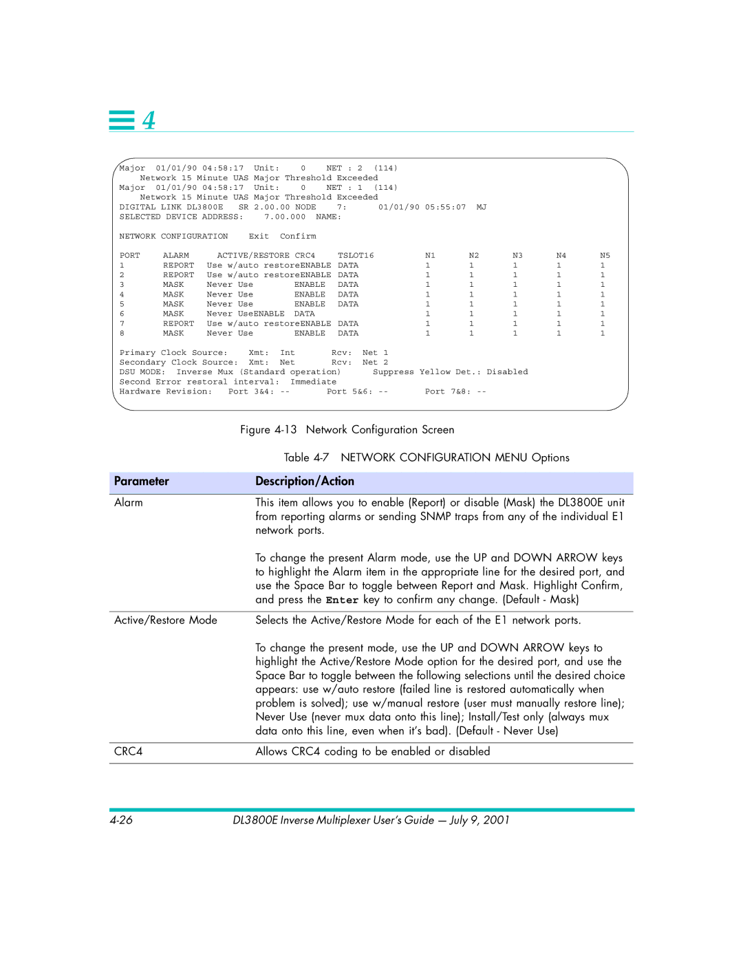 Quick Eagle Networks DL3800E manual CRC4, Enable Data 