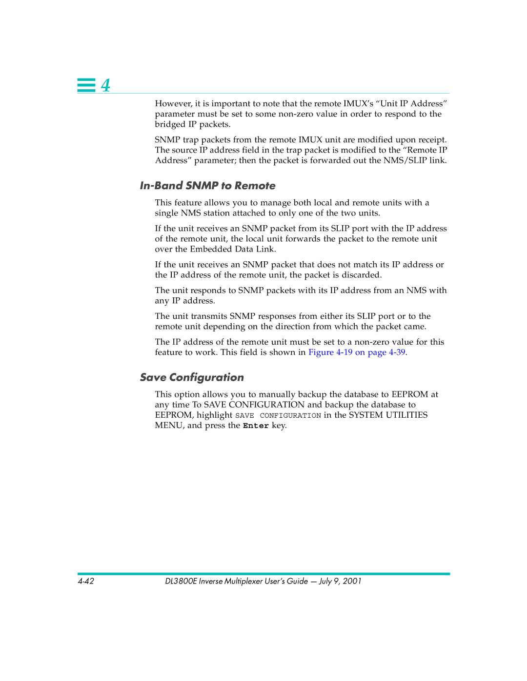 Quick Eagle Networks DL3800E manual In-Band Snmp to Remote 