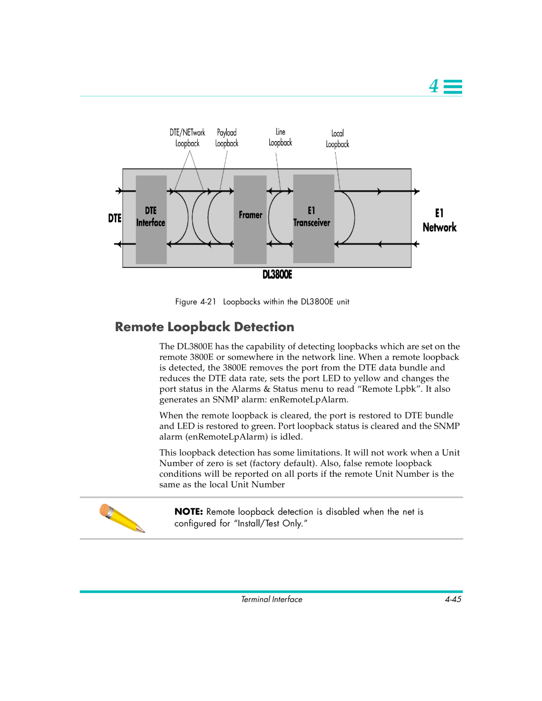 Quick Eagle Networks manual Remote Loopback Detection, Loopbacks within the DL3800E unit 