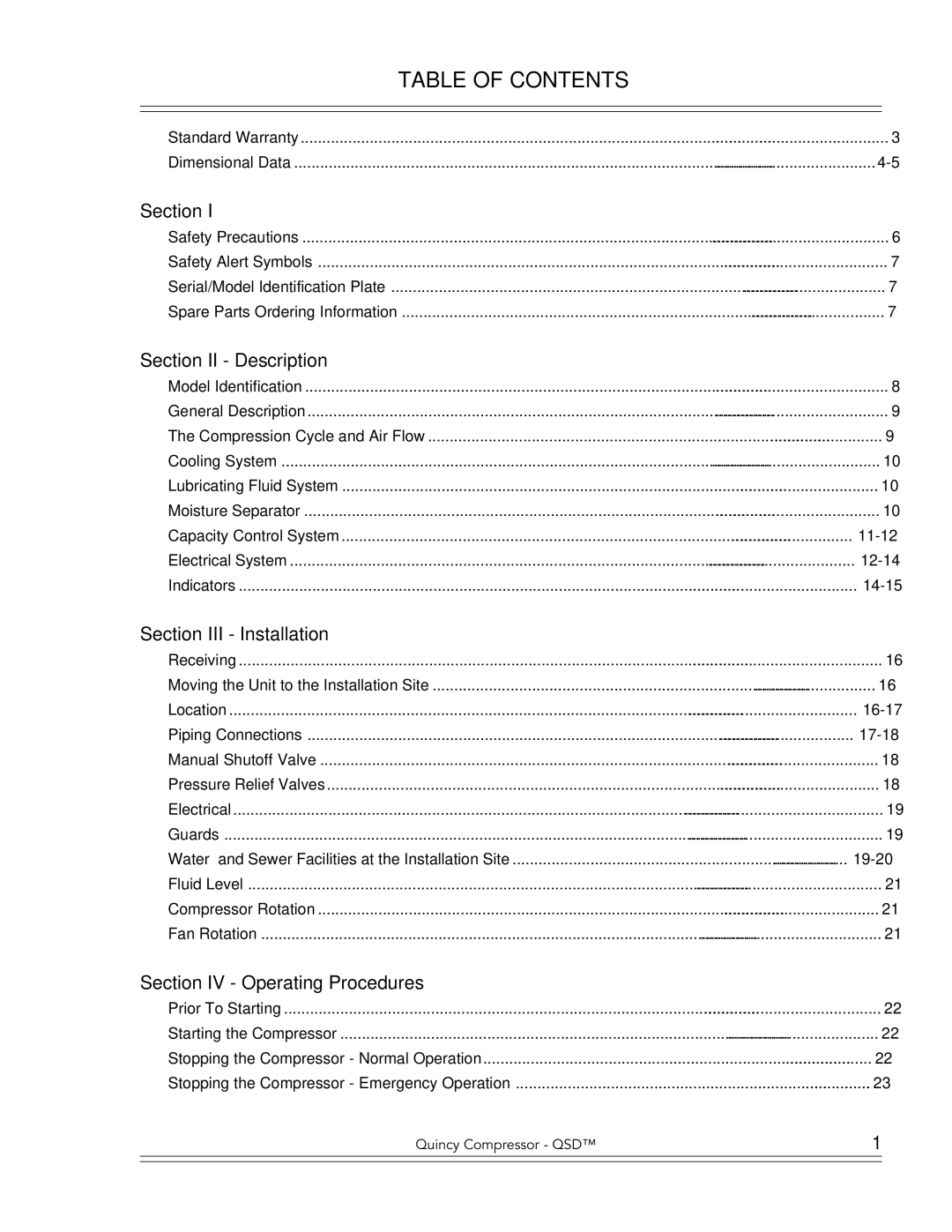 Quinny 65040-AB manual Table of Contents 