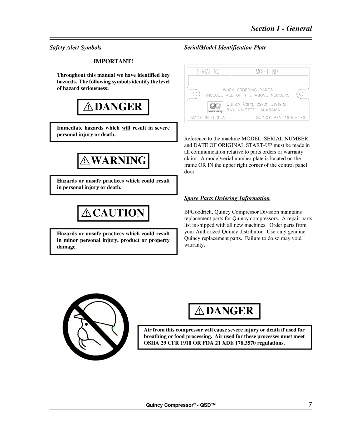 Quinny 65040-AB manual Safety Alert Symbols, Spare Parts Ordering Information 