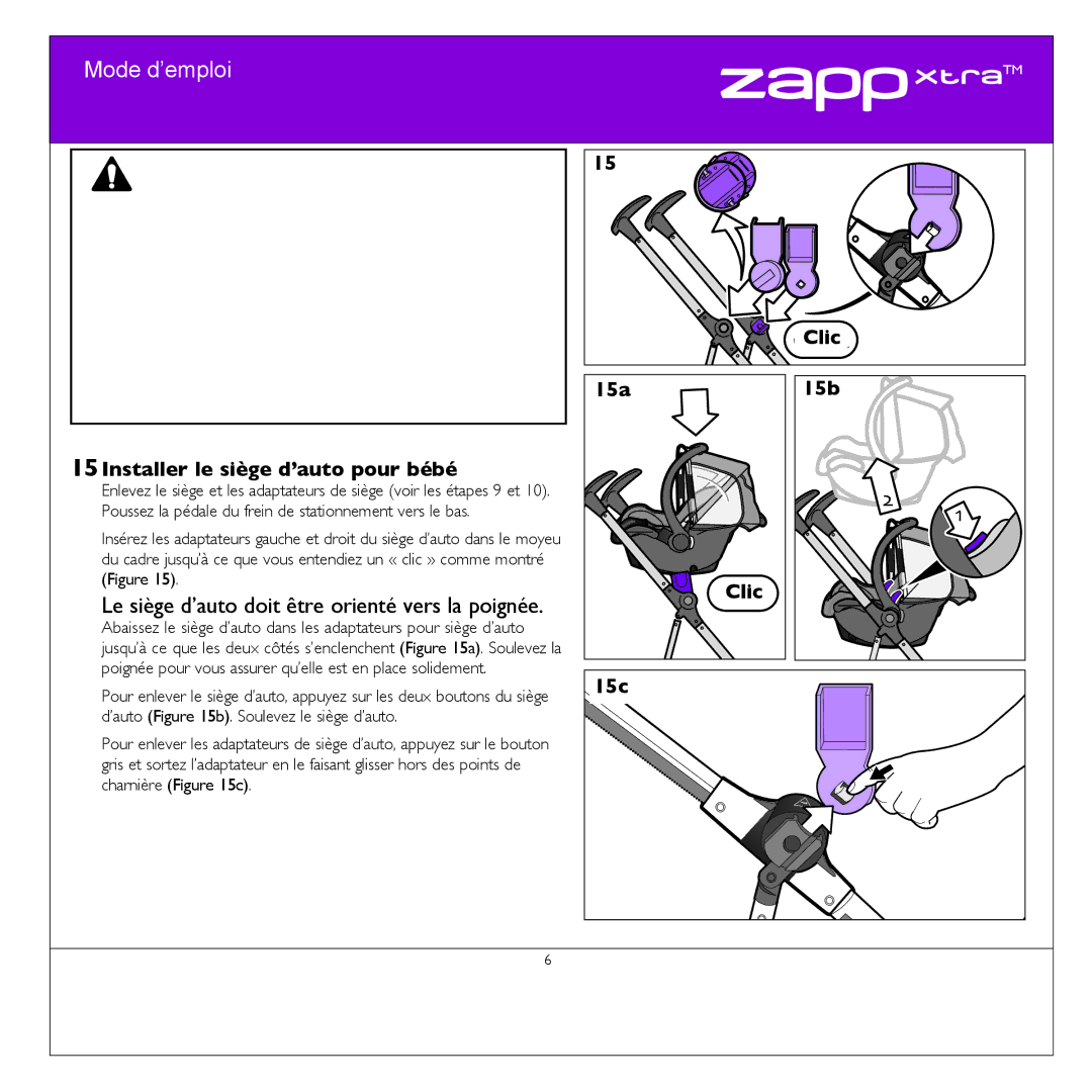 Quinny CV080 manual 15Installer le siège d’auto pour bébé, 15a 15b 