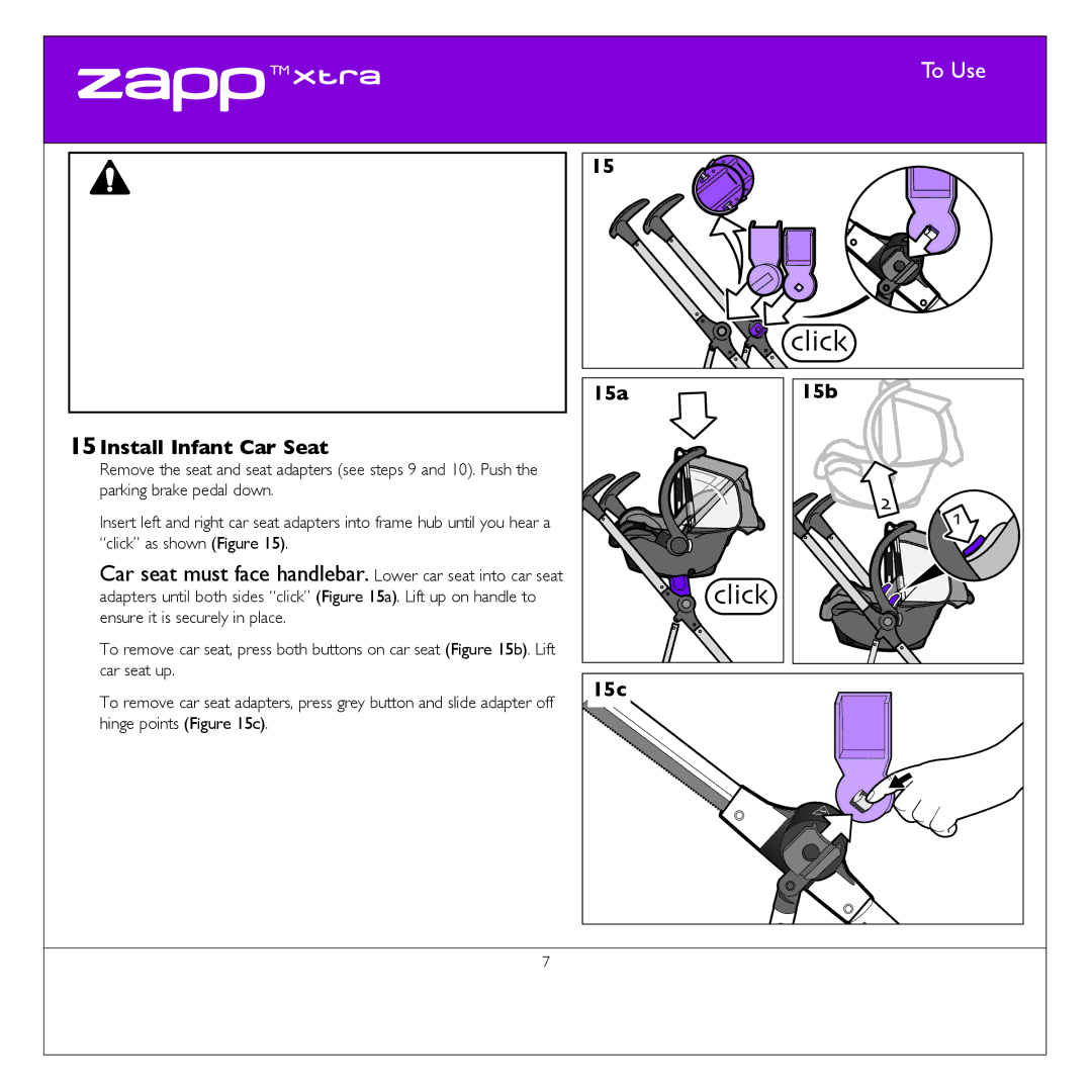 Quinny CV080 manual 15Install Infant Car Seat, 15a 15c 15b 